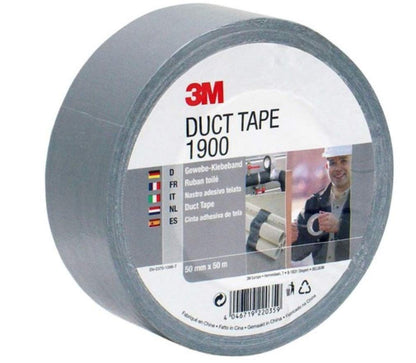 3M 1900 Value Duct Tape Silver-Grey Duct Tape for all Repairing, Labelling and Sealing Jobs, 50 mm x 50 m, 1 x Roll of Duct Tape Silver 50 mm Value Duct Tape