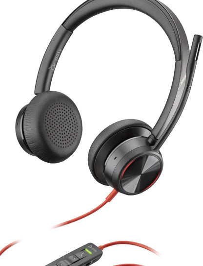 Polycom - Poly Blackwire 8225 M USB A Headset ANC Microphone Certified for Microsoft Team with Built in Teams Button Flexible Boom