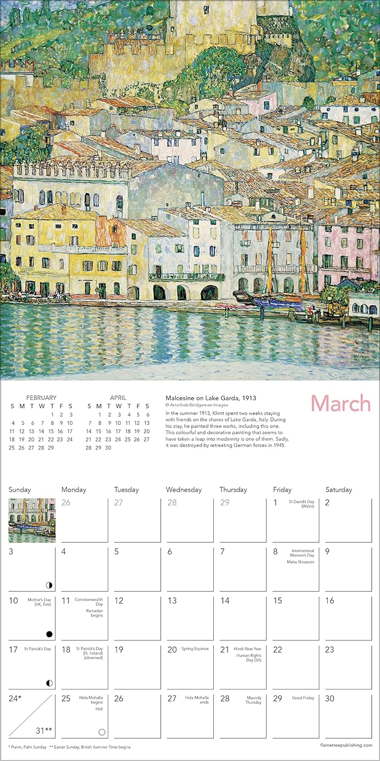 Gustav Klimt Mini Wall Calendar 2024 (Art Calendar)