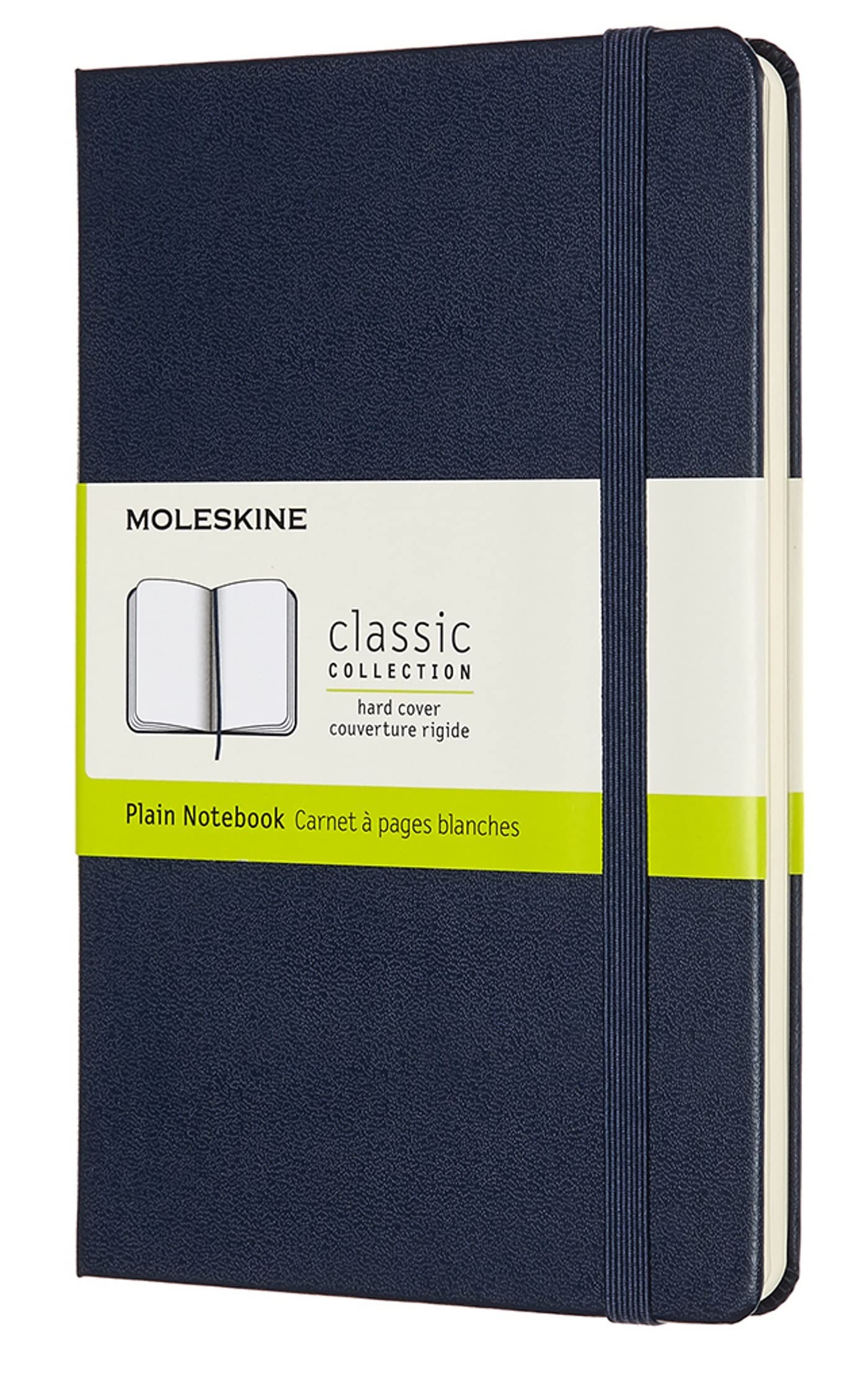 Moleskine Classic Plain Paper Notebook, Hard Cover and Elastic Closure Journal, Color Sapphire Blue, Size Medium 11.5 x 18 cm, 208 Pages Sapphire Blue Medium Plain