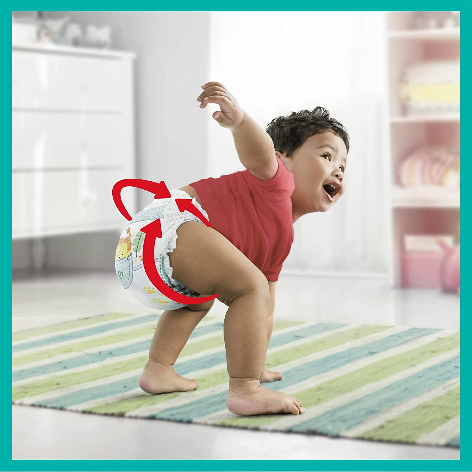 Pampers Maat 5 Luierbroekjes (6-10 kg) Baby-Dry, 132 Stuks, MAANDBOX, Tot 12 uur Bescherming rondom tegen Lekken