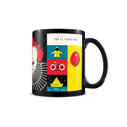 Pyramid International IT Coffee Mug ('You'll Float Too' Design) 11oz Ceramic Black Mug, Large Mug & Tea Mugs in Presentation Gift Box - Official IT Merchandise