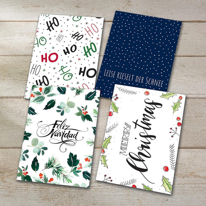 SIGEL DS701 Set of 24 Christmas postcards, 12 motifs, White carton, pre-printed, easy to print white - post cards