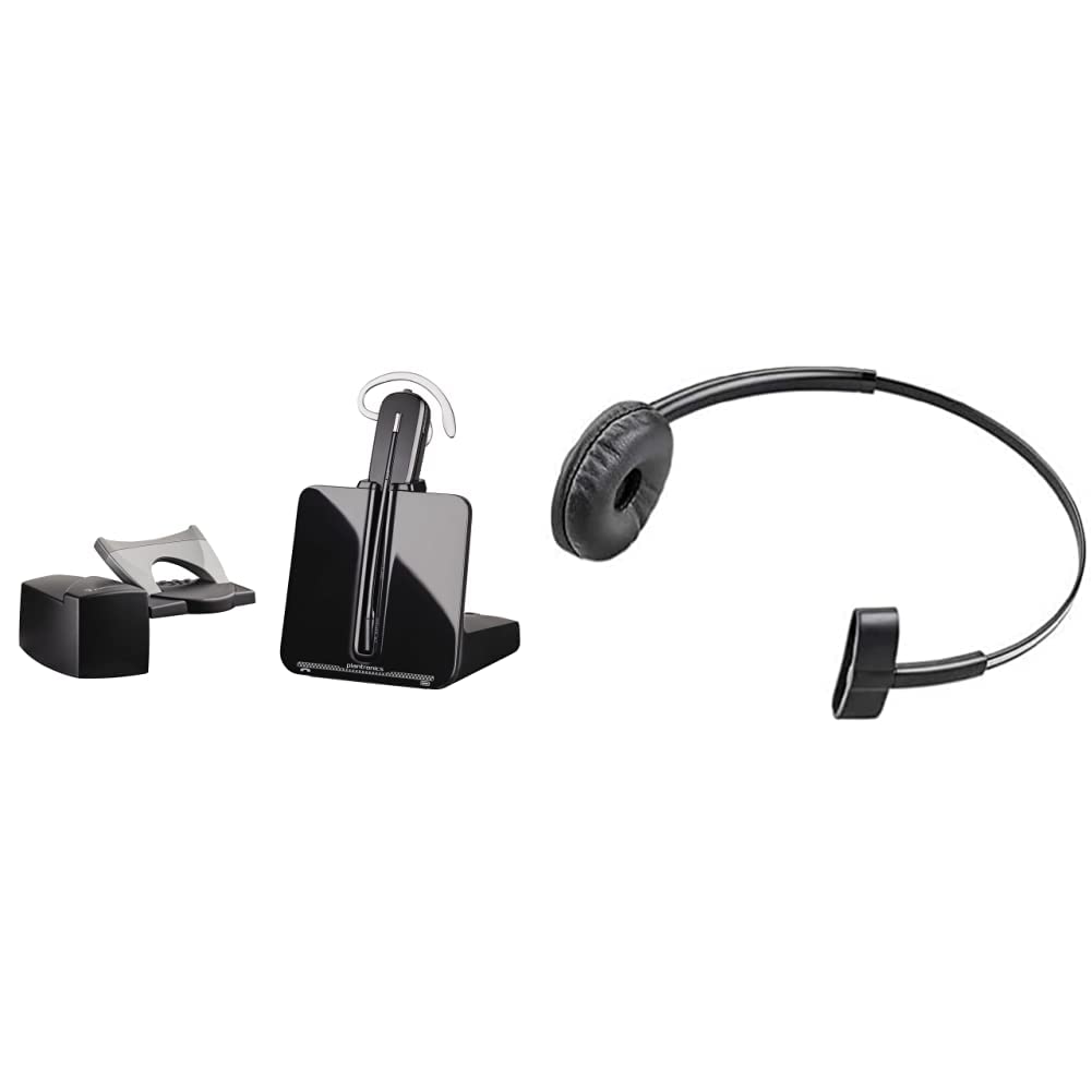 Plantronics - CS540 Wireless DECT Headset with HL-10 Lifter (Poly) & 84605-01 Spare Headband Over the Head Assembly for WH500/W440/W740/W745/CS540, Black With Lifter HL10 + Spare Headband