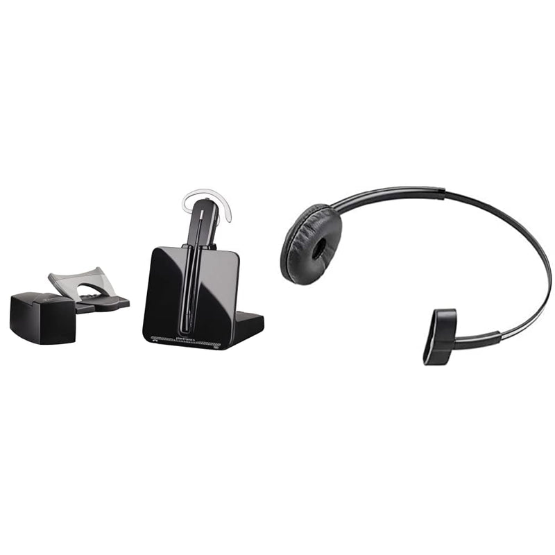 Plantronics - CS540 Wireless DECT Headset with HL-10 Lifter (Poly) & 84605-01 Spare Headband Over the Head Assembly for WH500/W440/W740/W745/CS540, Black With Lifter HL10 + Spare Headband