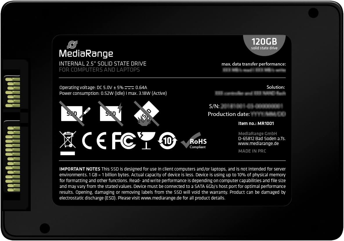 MEDIARANGE MR1001 2.5 SSD Hard disk 120GB SATA III internal 120 GB