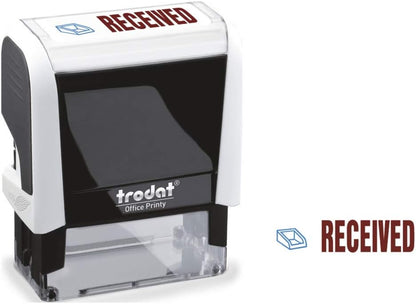 Trodat Stamp 4912 Office Printy with English Text RECEIVED – Self Inking, Red and Blue Ink, 18 x 46 mm