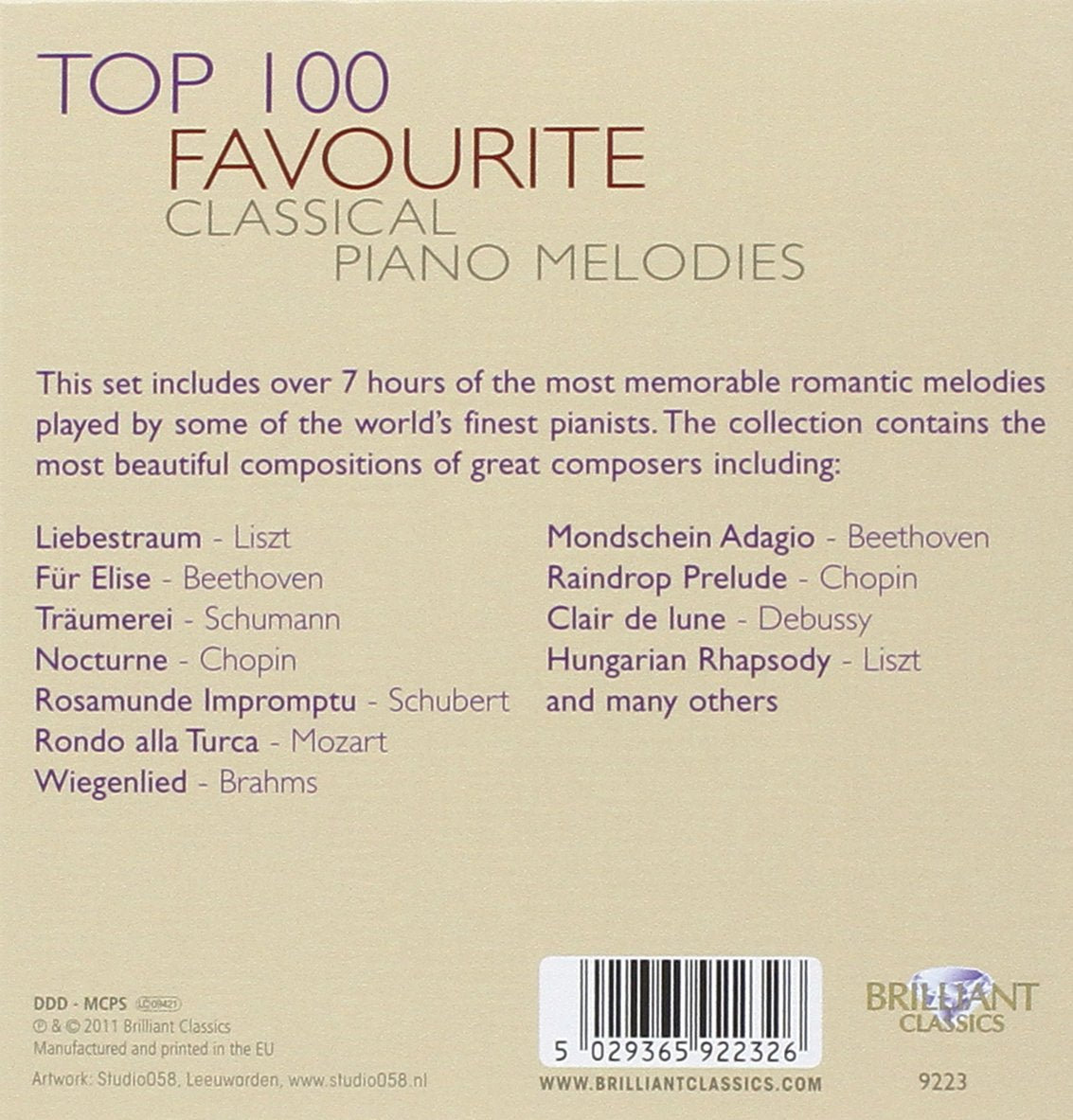 Top 100 Favourite Classical Piano Melodies