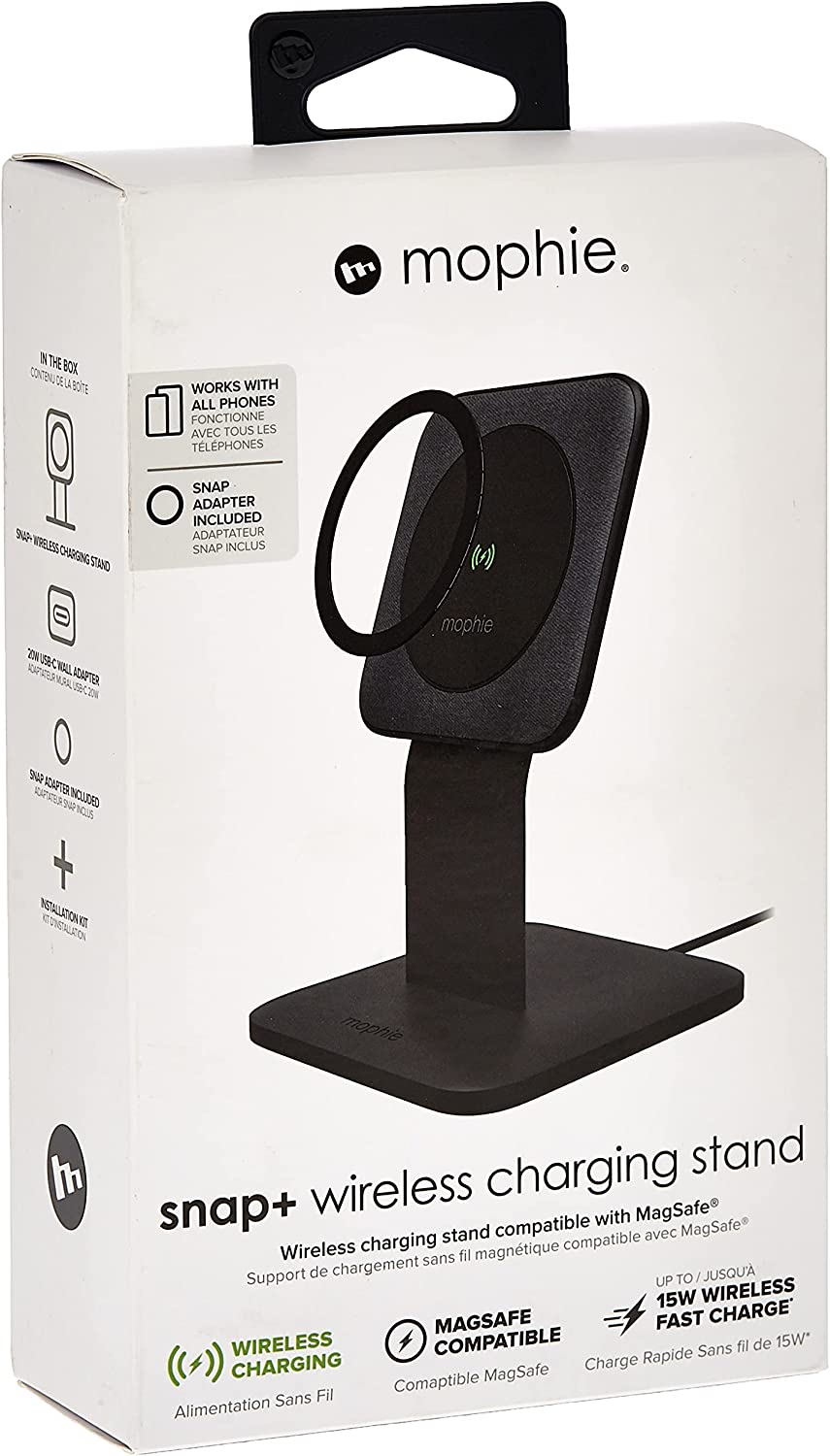 Mophie Snap+ - Wireless Charging Stand + Ac Power Adapter - 15 Watt - Black - United Kingdom