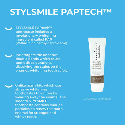 STYLSMILE Sonic Blue Light Toothbrush & Paptech Toothpaste Set