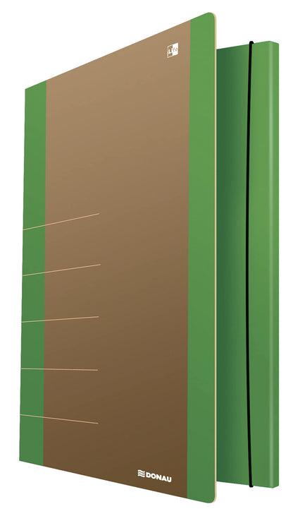 Cardboard Folder with Elastic Band DONAU Life 500gsm A4 Green/Document Archiving/Type-3-flap/Kind-with Eraser/Material-Cardboard/Colour-Green/Format-A4 / Weight (g/m2)-500
