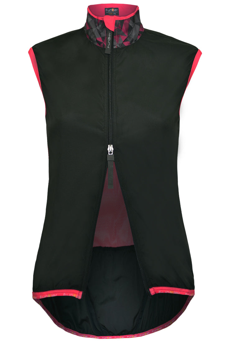 Funkier Cobina Ladies Windbreaker Gilet in Black/Pink - Small