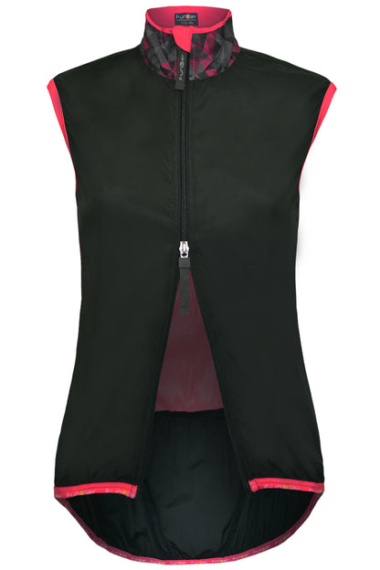 Funkier Cobina Ladies Windbreaker Gilet in Black/Pink - Small