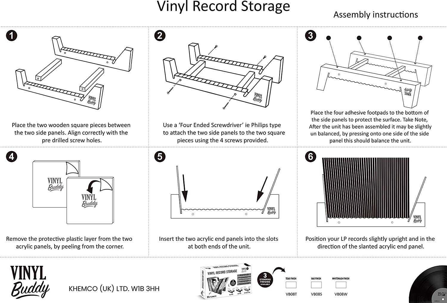 Vinyl Buddy Vinyl Record Storage Teak Finish