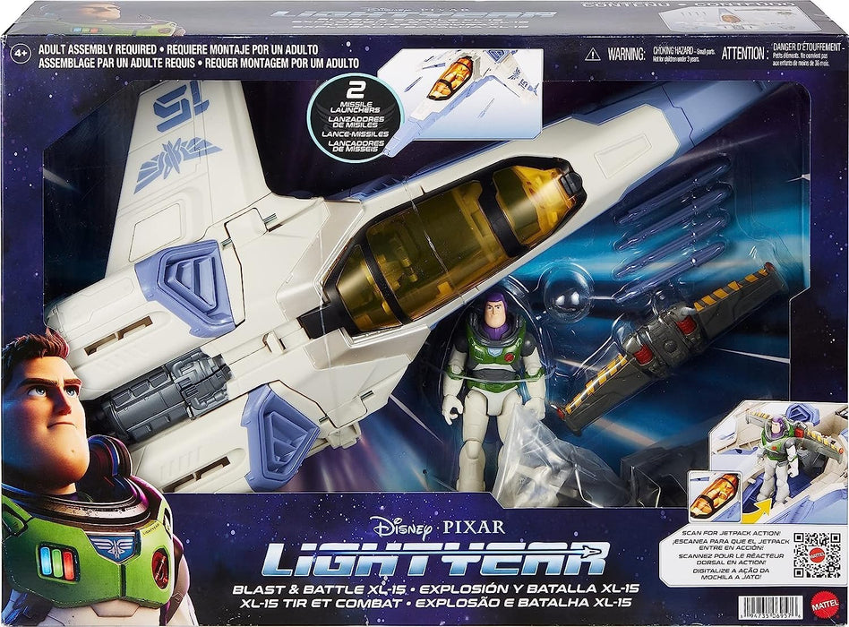 Disney and Pixar Lightyear Toys | Buzz Lightyear Figure with Blast and Battle XL-15 Spaceship | Collectible Set | Gifts for Kids Retail Packaging