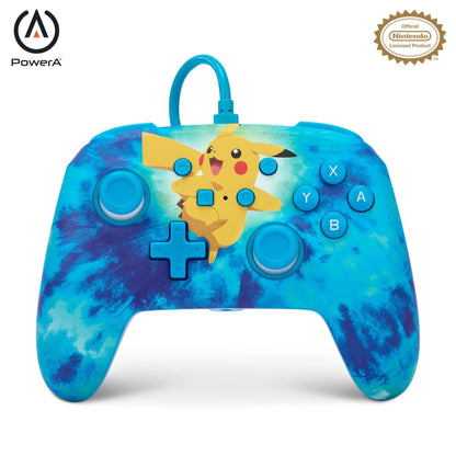 Verbesserter kabelgebundener PowerA-Controller für Nintendo Switch – Tie Dye Pikachu