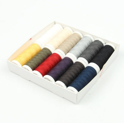 Ackermann Sewing Thread (12 Colours x 200 m) Universal Sewing Thread Colour Mix in 12 Colours in Thickness 120, Sewing Thread Set, Branded Thread