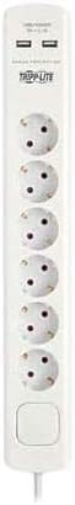 6-Outlet Surge Protector With Usb Charging - German Type F Sch