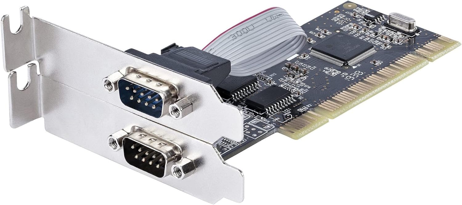 StarTech.com 2-Port PCI RS232 Serial Adapter Card - PCI Serial Port Expansion Controller Card - PCI to Dual Serial DB9 Card - Standard (Installed) & Low Profile Brackets - Windows/Linux (PCI2S5502)