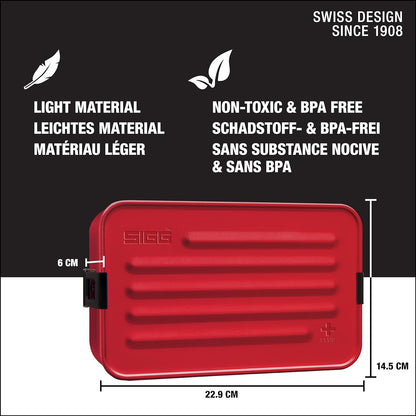 SIGG - Lunch Box Aluminium Plus - With Compartments - Award Winning Design - Dishwasher & Microwave Safe - Leakproof - Featherweight - BPA Free - S / L Red Classic