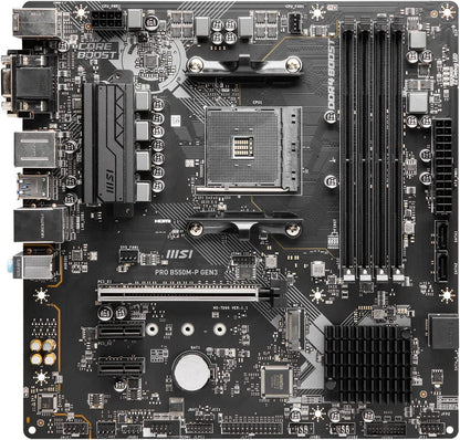 MSI PRO B550M-P GEN3 Motherboard, Micro-ATX, AM4 - AMD Ryzen 5000 Ready - DDR4 Boost 4400+MHz/OC, PCIe 3.0 x16 Slot, 1 x M.2 Gen3 Slot, 1G LAN Micro-ATX PRO B550M-P GEN3