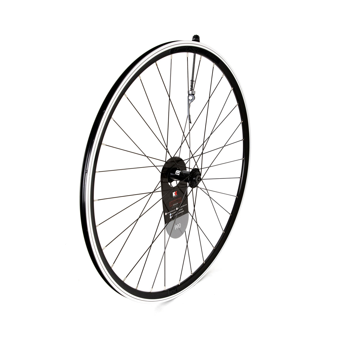 KX Pro Road 700C Q/R Sealed Bearing 8-10 Speed Wheels in Black - Front