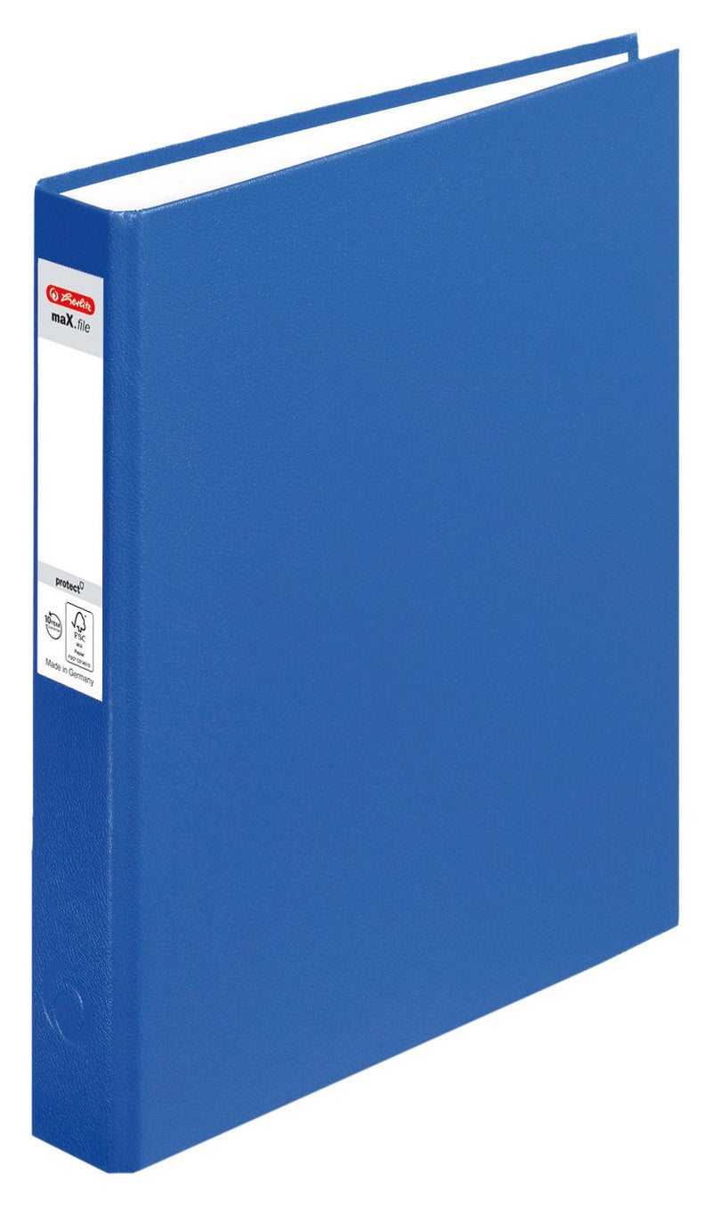 Herlitz max. File Protect A5 Ring Binder – 1 x 2 Ring Mechanism 25 mm Filling Height – Blue Blue
