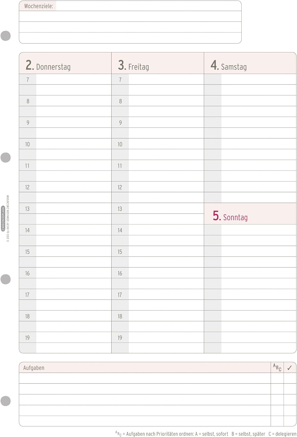 Chronoplan 50704 Calendar Insert 2024 (Weekly Plan A4 (210 x 297 mm) Replacement Calendar for Appointment Planner, Ideal for Detailed Weekly Planning, 1 Week on 2 Pages in Columns, with Universal 2024 a4 Weekly plan in columns