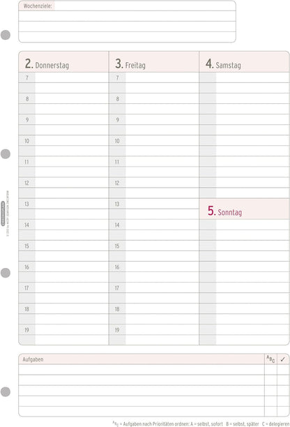 Chronoplan 50704 Calendar Insert 2024 (Weekly Plan A4 (210 x 297 mm) Replacement Calendar for Appointment Planner, Ideal for Detailed Weekly Planning, 1 Week on 2 Pages in Columns, with Universal 2024 a4 Weekly plan in columns