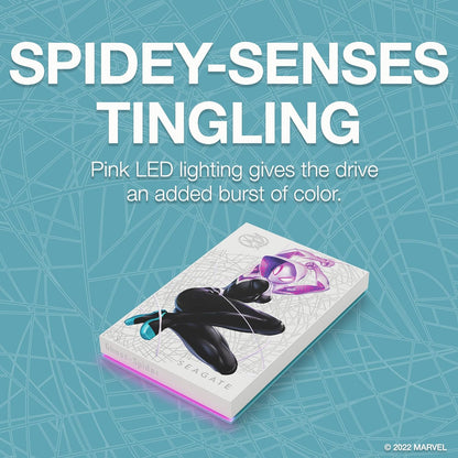 Seagate FireCuda Ghost-Spider Special Edition, 2TB, External Hard Drive - USB 3.2 Gen 1, customizable LED RGB lighting Pink, with Rescue Services (STKL2000418) Ghost Spider - HDD 2TB PC/Xbox/PS4/PS5