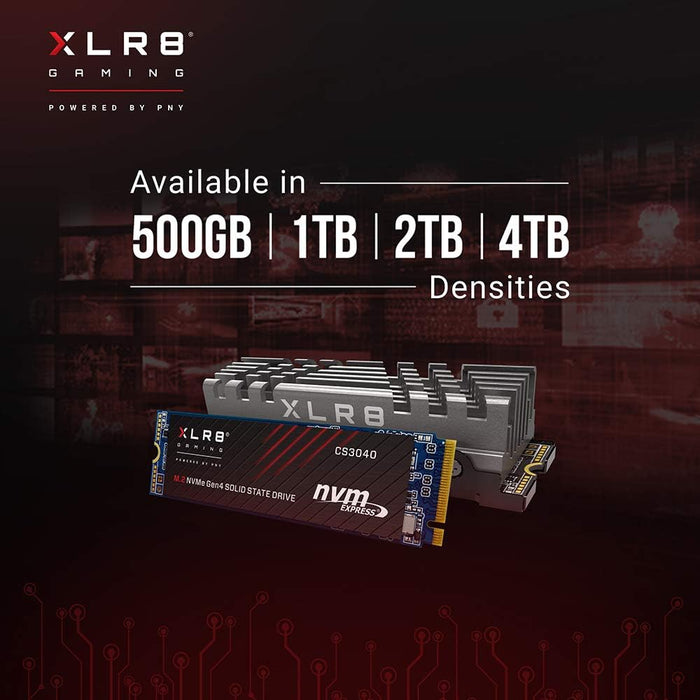 PNY XLR8 CS3040 M.2 NVMe Gen4 x4 Internal Solid State Drive (SSD) with Heatsink 1TB, Read Speed up to 5600 MB/s, Write Speed up to 4300 MB/s 1TB CS3040 with Heatsink