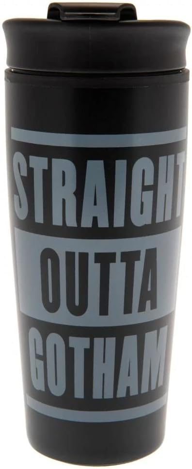 Pyramid International Batman Metal Travel Cup (Straight Outta Gotham Design) 16oz Travel Coffee Mug and Travel Coffee Cup for Hot Drinks - Official Batman Merchandise