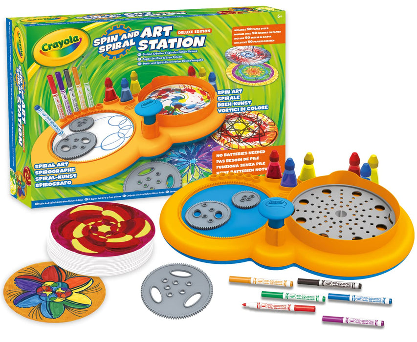 CRAYOLA - Super Set Gira and Create Deluxe, to Create Mandalas and Color Swirls with Markers and Coloured Inks, Creative Activity and Gift for Children, from 6 Years, Multicolor, 66 Pieces, 74-7499
