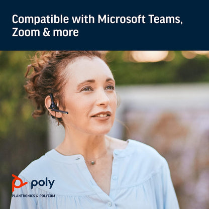 Plantronics - Voyager 5200 UC (Poly) - Bluetooth Single-Ear (Monaural) Headset - USB-A Compatible to connect to your PC and/or Mac - Works with Teams, Zoom & more - Noise Canceling USB-A Teams Certified: NO PC, Mobile