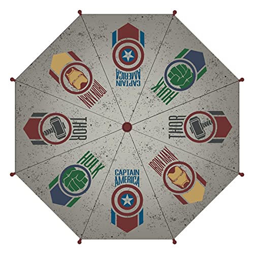CERDÁ LIFE'S LITTLE MOMENTS - Paraguas Automático Niño Avengers - Licencia Oficial Marvel, Dibujos Animados, Color Gris, Talla única (240000620), Multi-Coloured, Klein