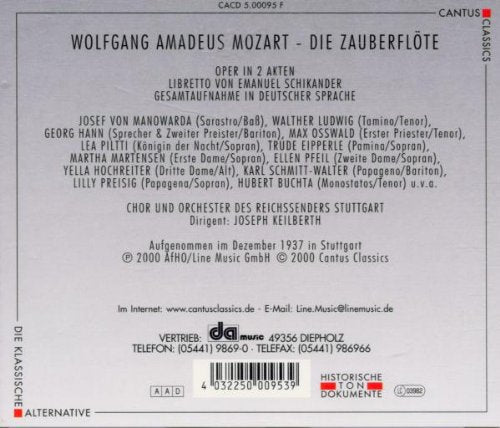 Mozart: Zauberflöte (Gesamtaufnahme) (Aufnahme Stuttgart Dezember 1937)