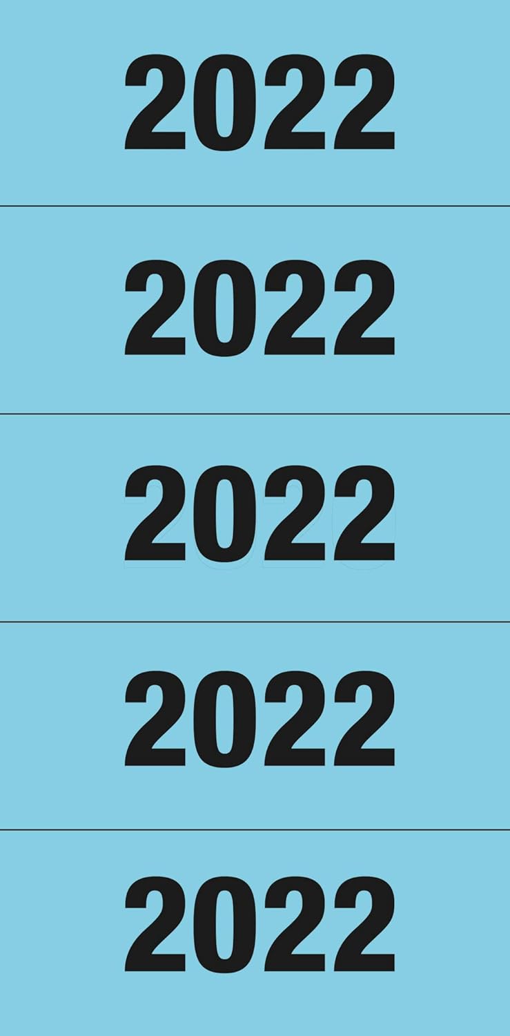 HERMA 1682 Year Numbers Stickers for Folders, 20 Sheets, 60 x 26 mm, 5 per Sheet, 100 Stickers, Self-Adhesive, Opaque Text Labels, Matte, 100 Adhesive Paper Labels, Blue 2022.