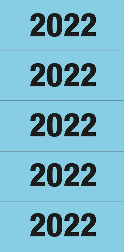 HERMA 1682 Year Numbers Stickers for Folders, 20 Sheets, 60 x 26 mm, 5 per Sheet, 100 Stickers, Self-Adhesive, Opaque Text Labels, Matte, 100 Adhesive Paper Labels, Blue 2022.