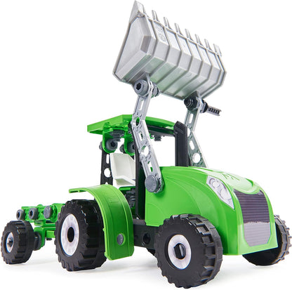 Meccano Junior, Front Loader Tractor with Moving Parts and Real Tools, Toy Model Building Kit, STEM Toys for Kids Ages 5 and up