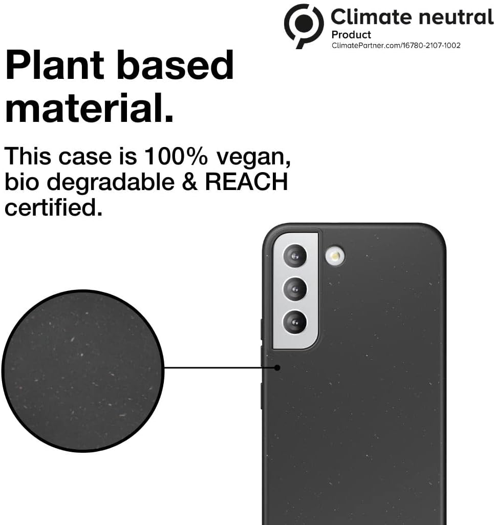 Woodcessories - Bio Case Compatible with Samsung Galaxy S22+ - Sustainable, biodegradable - BioCase (Black)