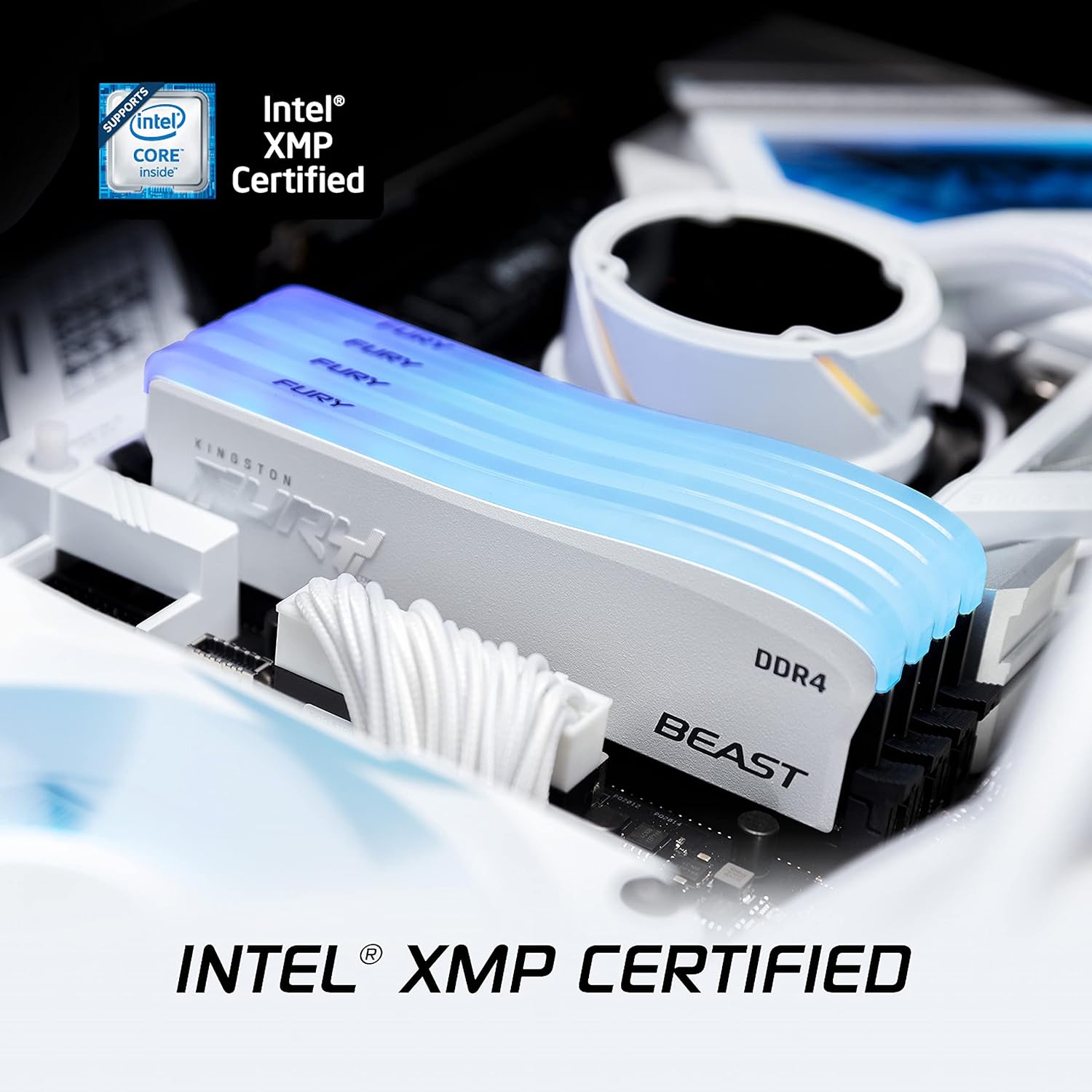 Kingston FURY Beast White RGB Special Edition 16GB 3200MT/s DDR4 CL16 DIMM Desktop Memory (Kit of 2) - KF432C16BWAK2/16 16GB(2x8GB) Kit of 2 3200 MT/s