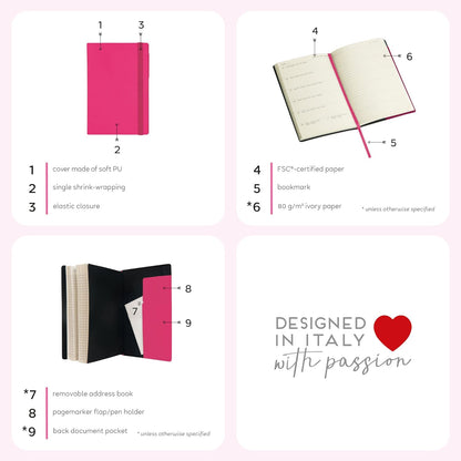 Legami - Medium Weekly Diary with Notebook, 12 Months, January 2024 December 2024, Week Detail on Left Page, Writing Space on Right Page, 12 x 18 cm, Crystal Blue