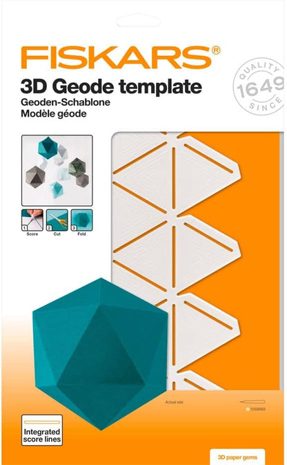 Fiskars 3D Paper Jewel, Geode template, For Creating 3D Shapes, Plastic, White, 1059566 Geode Stencil