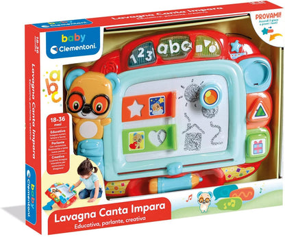Clementoni 17741 Sing and Learning-Interactive Electronic Game for Children 18 Months, Educational Magnetic Numbers and Words, Talking Board in Italian, Multicoloured, 17741