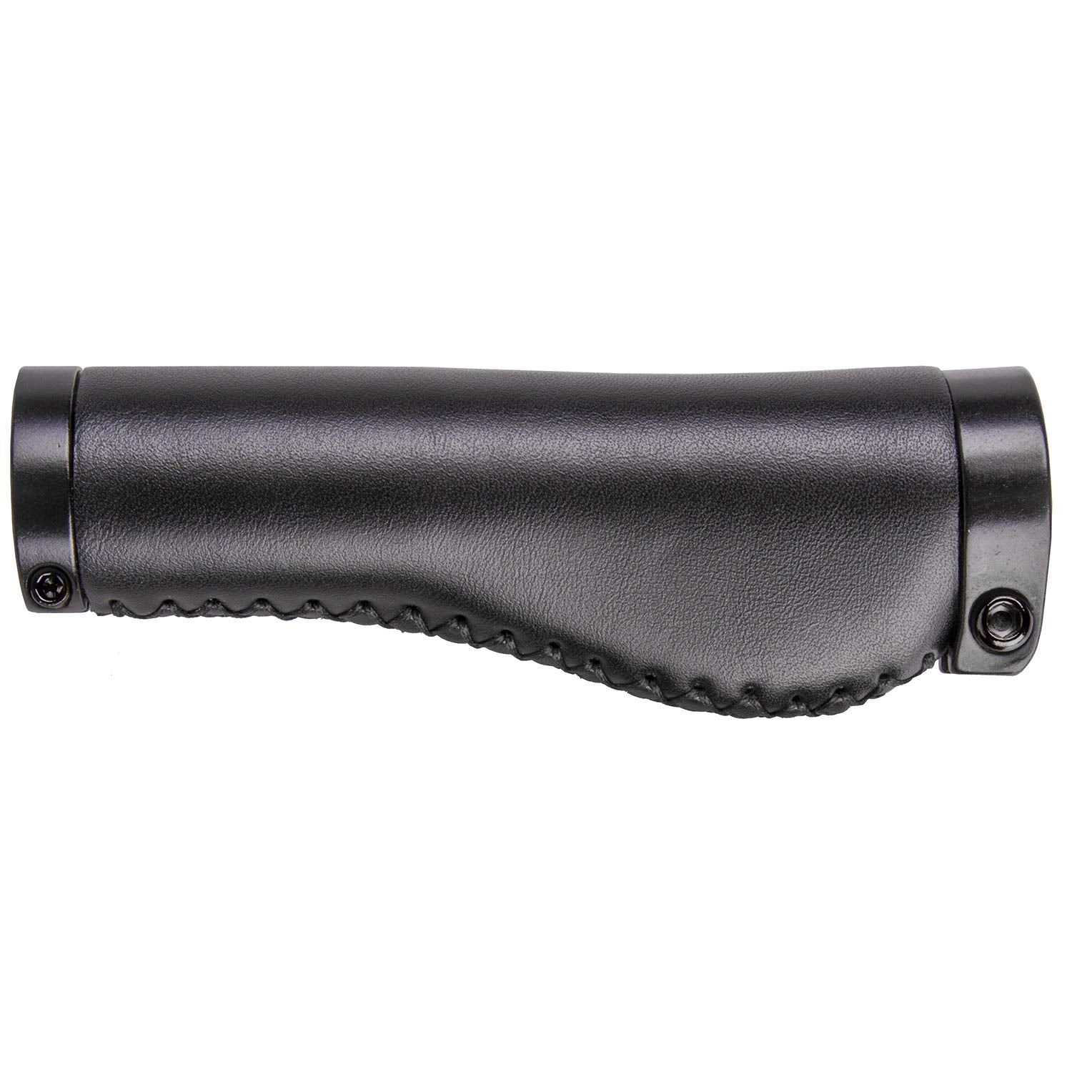 M-Wave Unisex - Adults Cloud Buff Fix Anatomical Shape Genuine Leather Look Easy Fit Elastic Handlebar Plugs 138/138 mm Black