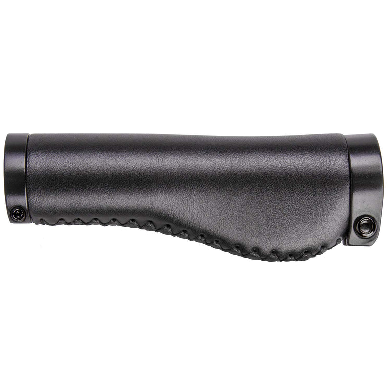 M-Wave Unisex - Adults Cloud Buff Fix Anatomical Shape Genuine Leather Look Easy Fit Elastic Handlebar Plugs 138/138 mm Black