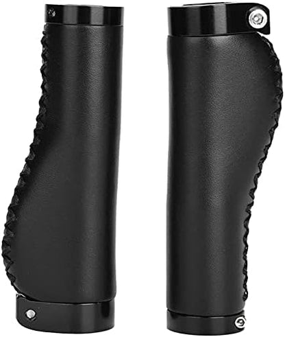 M-Wave Unisex - Adults Cloud Buff Fix Anatomical Shape Genuine Leather Look Easy Fit Elastic Handlebar Plugs 138/138 mm Black