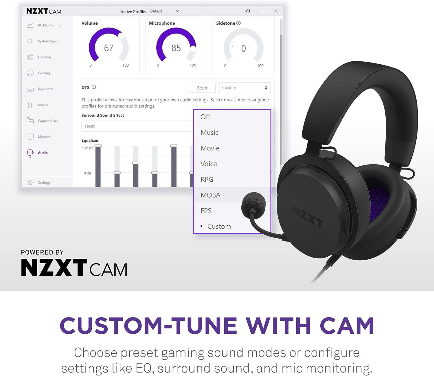 NZXT AP-WCB40-B2 headphones/headset Wired Head-band Gaming Black