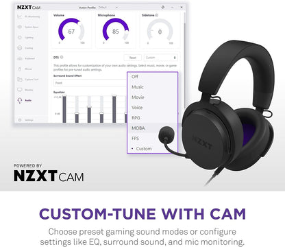 NZXT AP-WCB40-B2 headphones/headset Wired Head-band Gaming Black