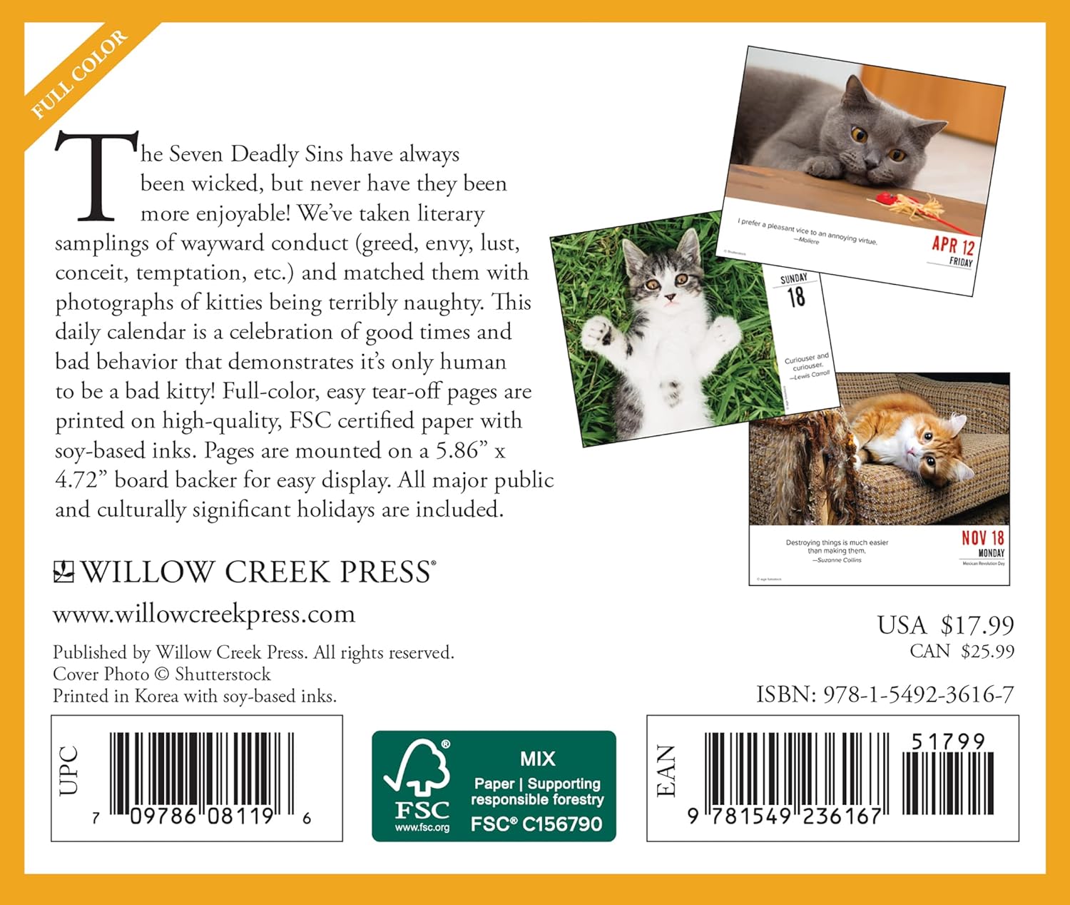Bad Kitties 2024 6.2 X 5.4 Box Calendar